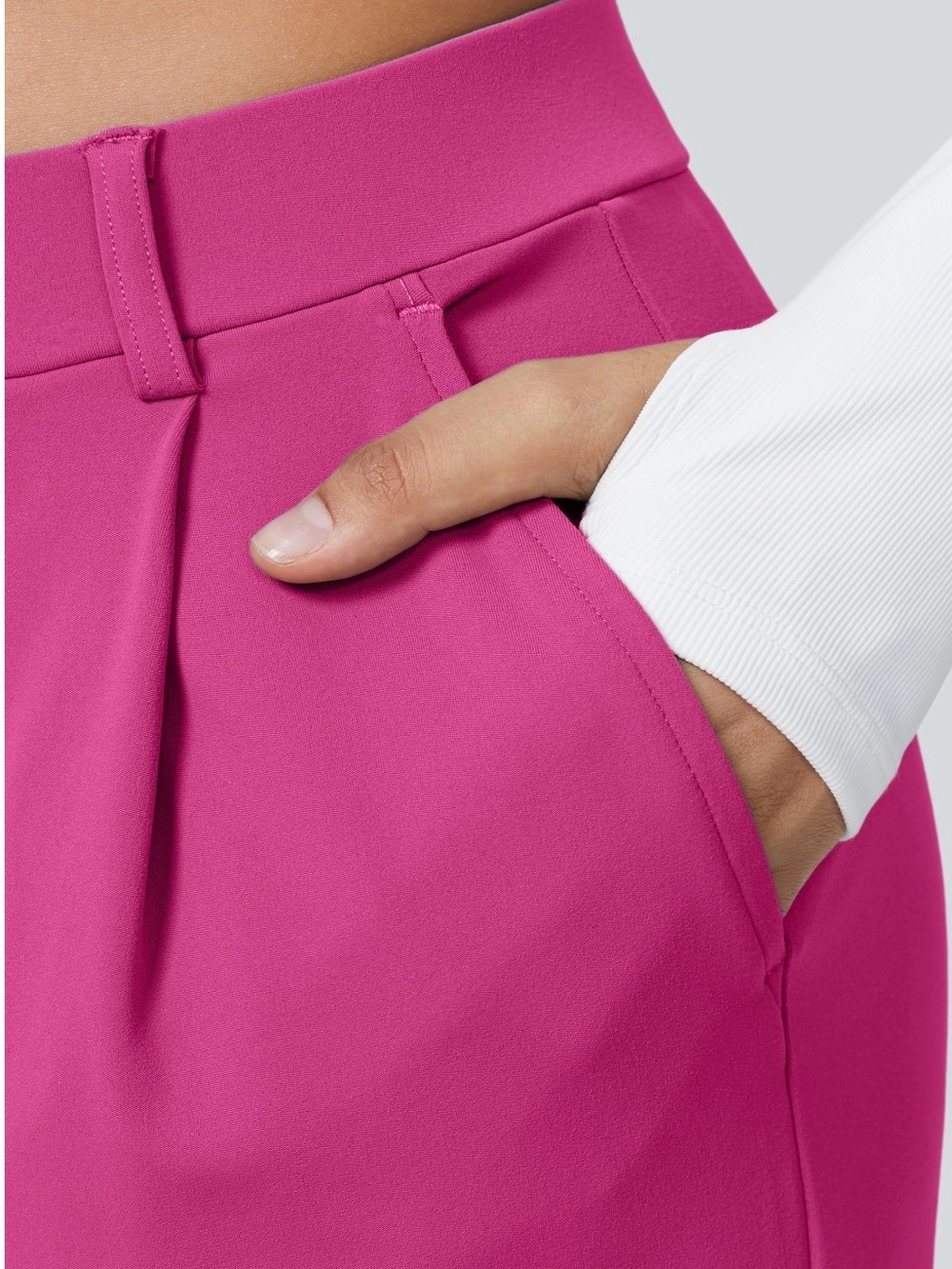 HALARA Wide-Leg High-Rise Pants - Magenta - Picture 4 of 5